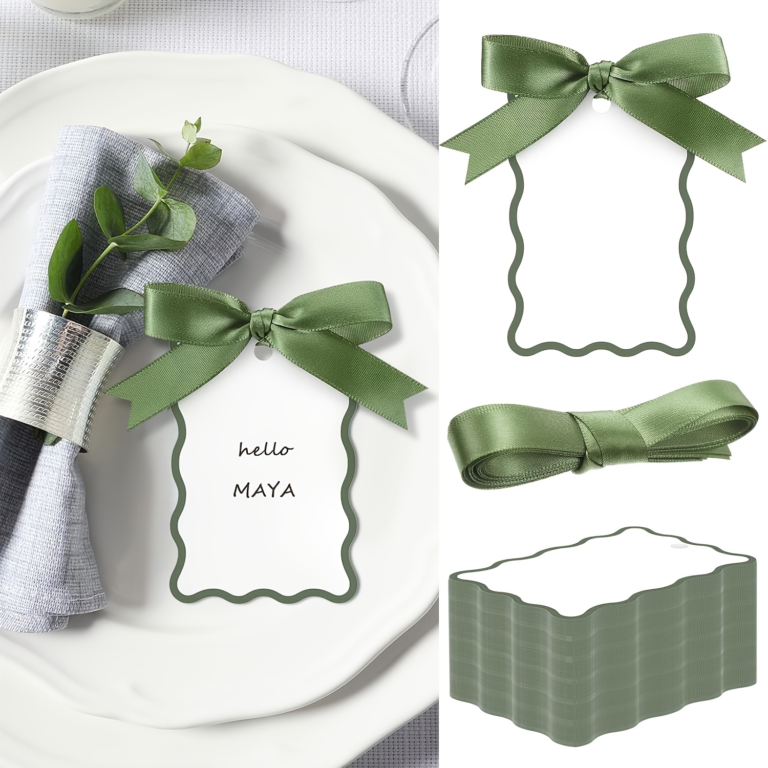 TEMU 12 segnaposto da matrimonio con nastri, adatti per matrimoni, , feste, decorazioni per tavoli nuziali | Decorazioni , bomboniere, etichette