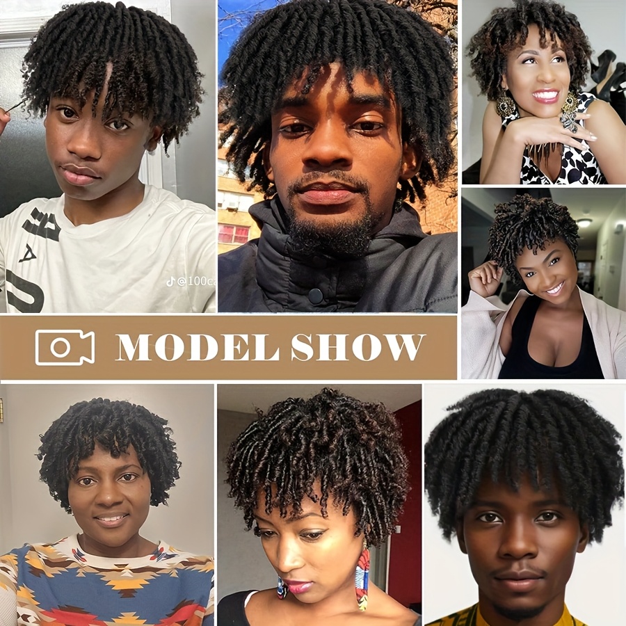 1pc unisex afro curly dreadlocks hair topper handmade crochet braided clip in hair extensions synthetic locs toupee reggae punk dreads wiglet hairpiece for thinning hair details 0