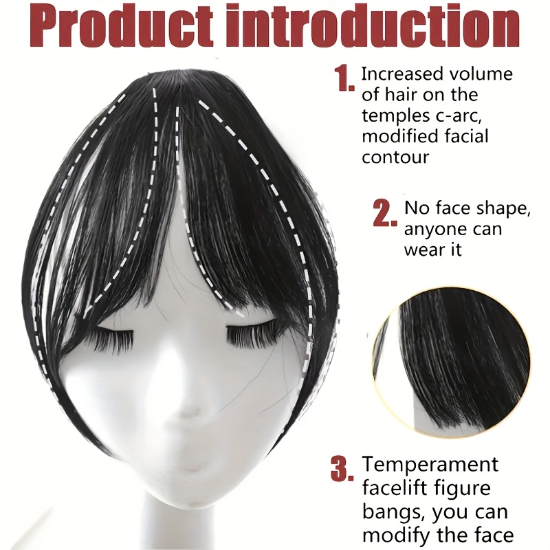 womens high temperature fiber synthetic straight hair wig with fluffy side bangs basics style with hair flipper bangs for daily and party wear details 2