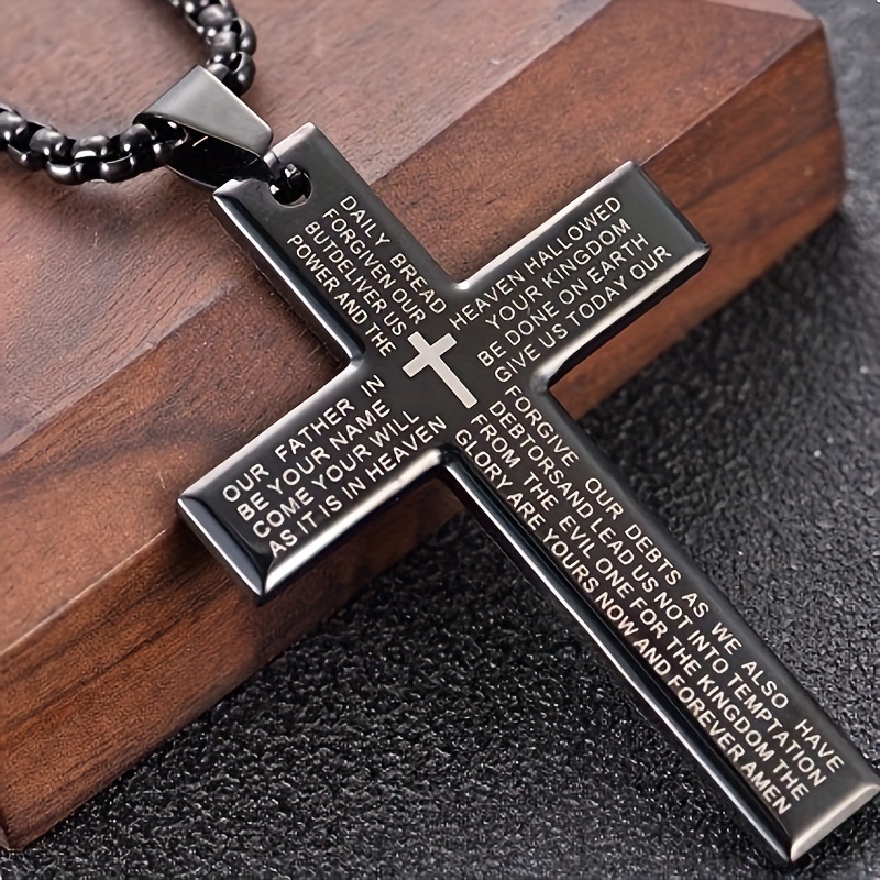 Men's Engraved Cross Pendant Necklace