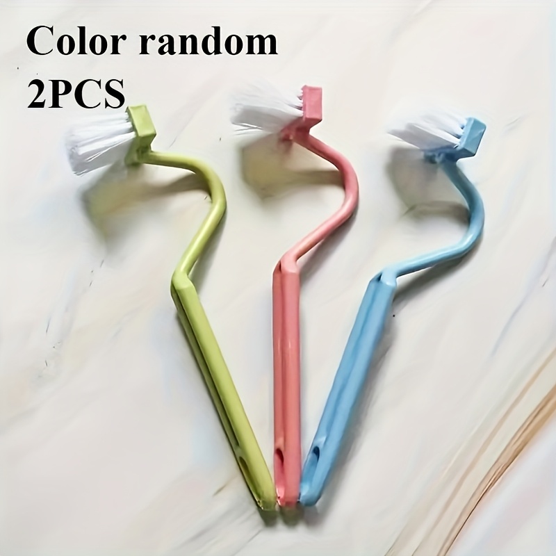 1/2pcs Random Color Toilet Cleaning Brush V-shaped Small Toilet Brush Bent Handle Sanitary Brush Bathroom Plastic Brush Small Corner Cleaning Brush, Household Bathroom Artifact, Wall-mounted