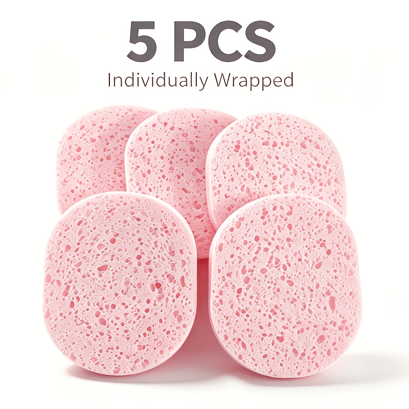 TEMU 5pcs Thickened Soft Makeup Remover - Exquisite Facial Cleansing Sponge Puff Thickened Towel Cleaning Tool Facial Sponge Independent Packaging