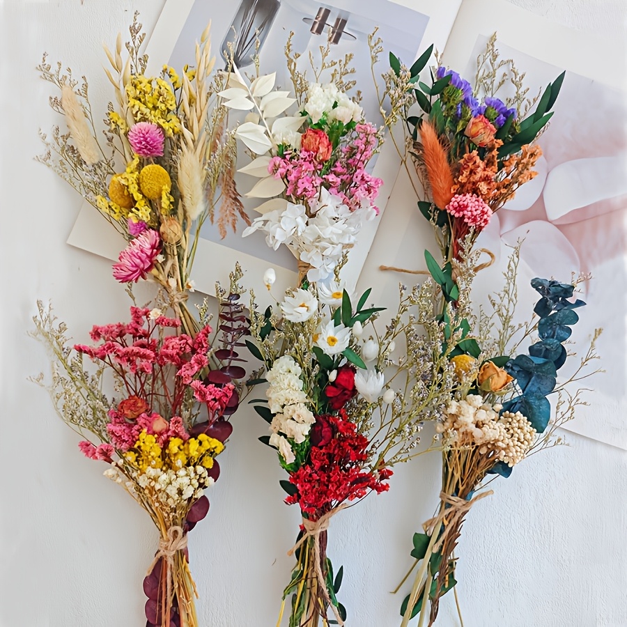Image of Set Of 6 Dried Flower Bouquets For Wall Decor, Perfect For Hanging Arrangements, Photo Frames, Or Door Plates, Ideal For Home Decoration