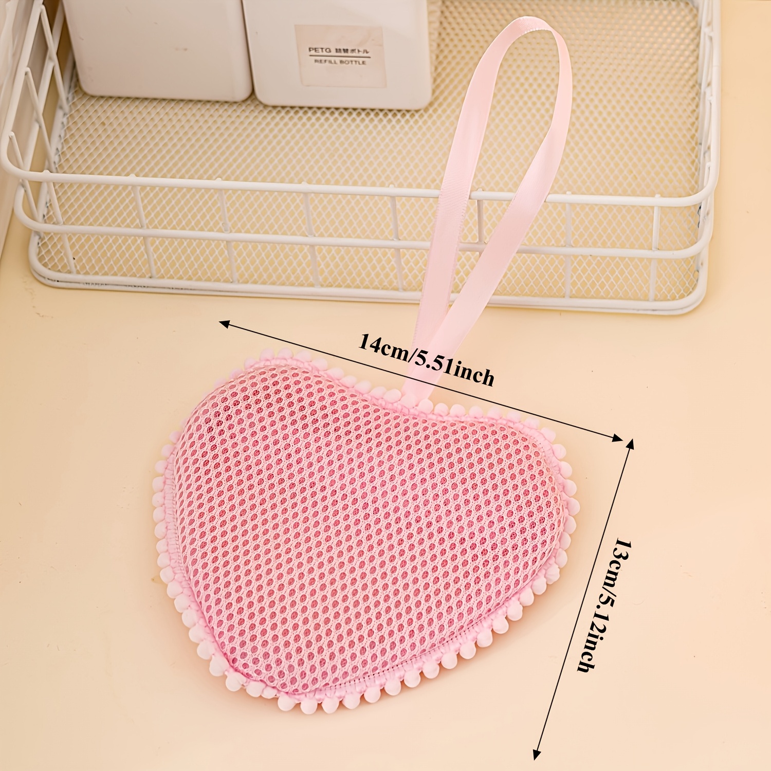 2pcs Love Soap Bag Bath Sponge Set with Storage Hook