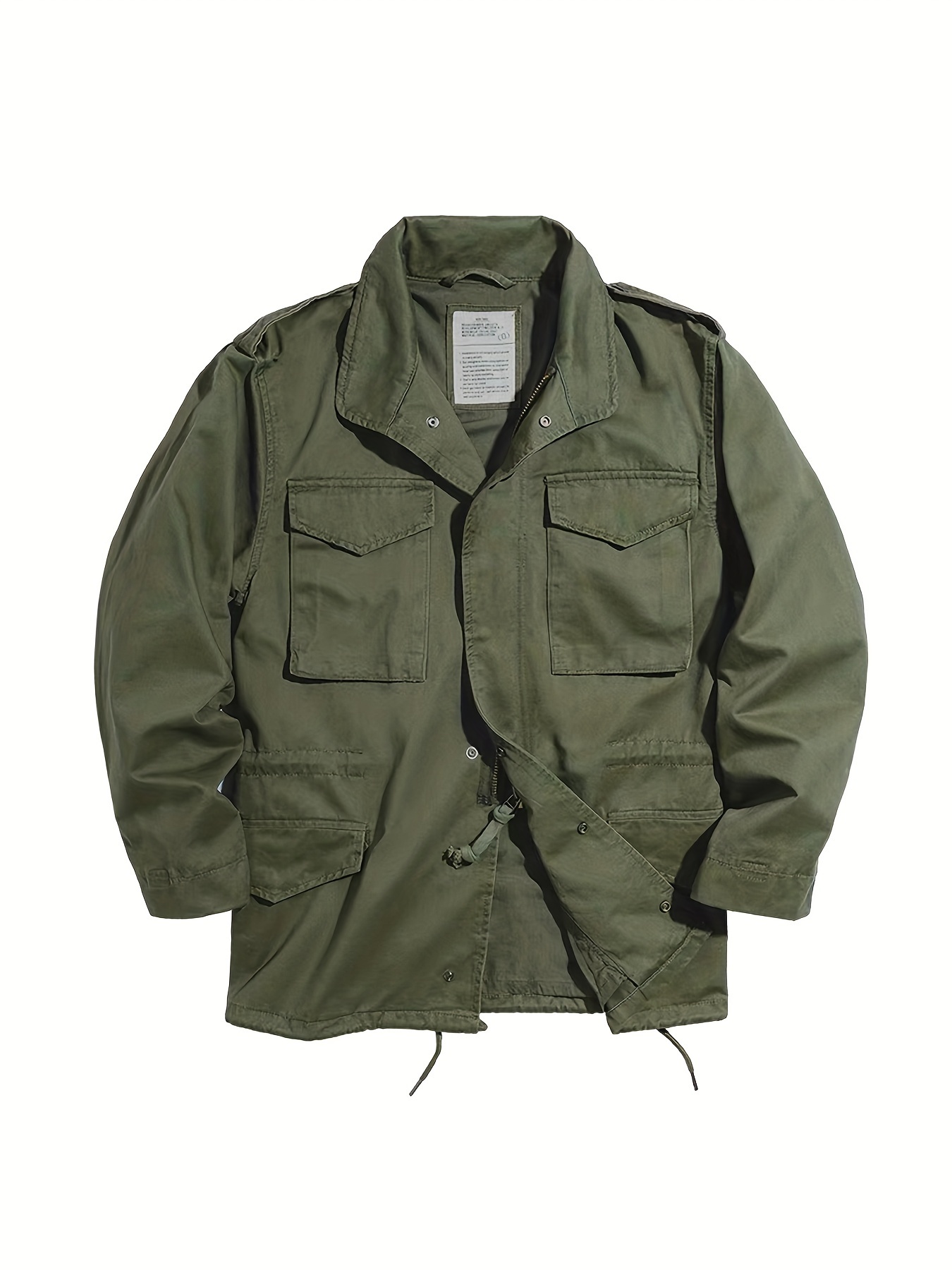 mens cotton retro collar zipper jacket m65 field - Temu South Africa