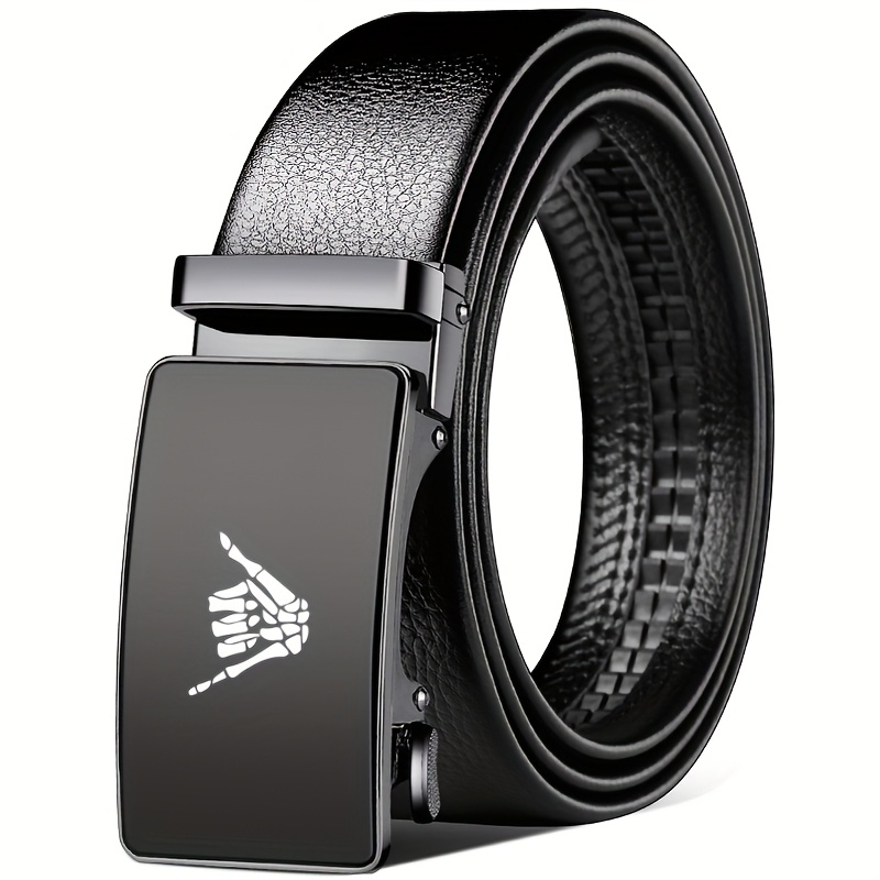 Men's Gesture Buckle Belt PU Leather Scratch Resistant