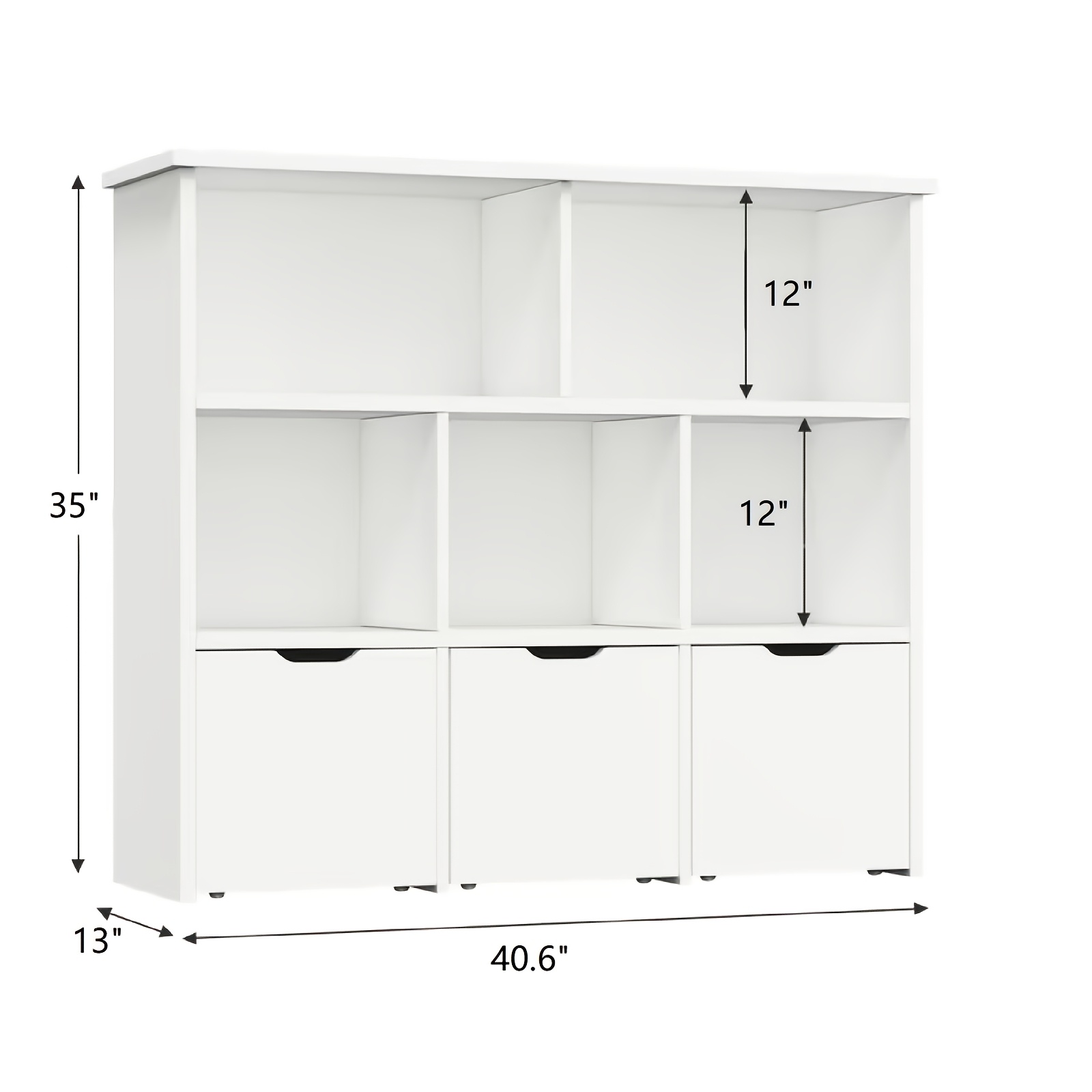 Modern Bookcase with 5 Cubes, 3 Movable Drawers and Hidden Wheels | Sturdy Construction, Multifunctional Organizer with Spacious Storage, White, Freestanding for Living Room