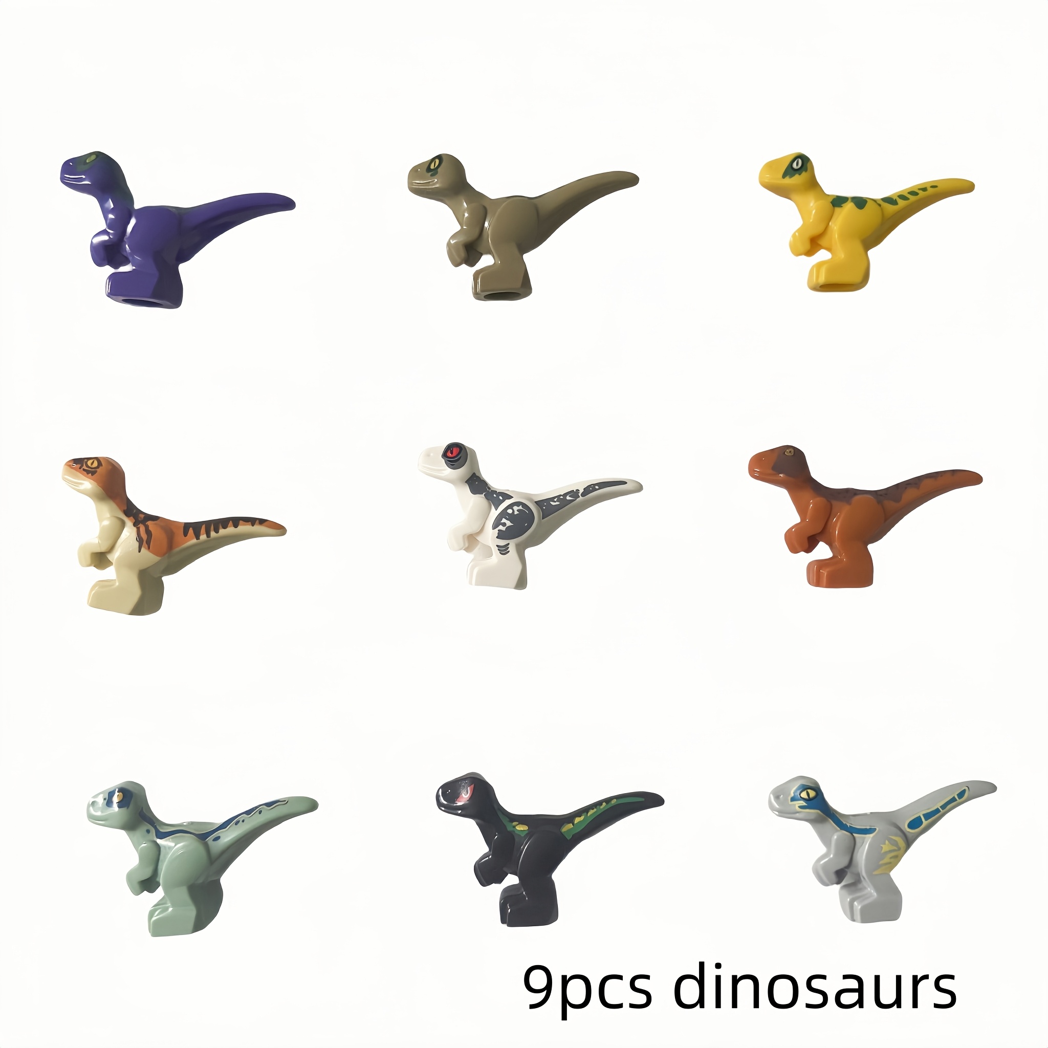 Image of 9pcs Set Of Colorful Dinosaur Building Blocks For A Wild Scene, Compatible With Animal Bricks, Perfect For Projects And Educational Play