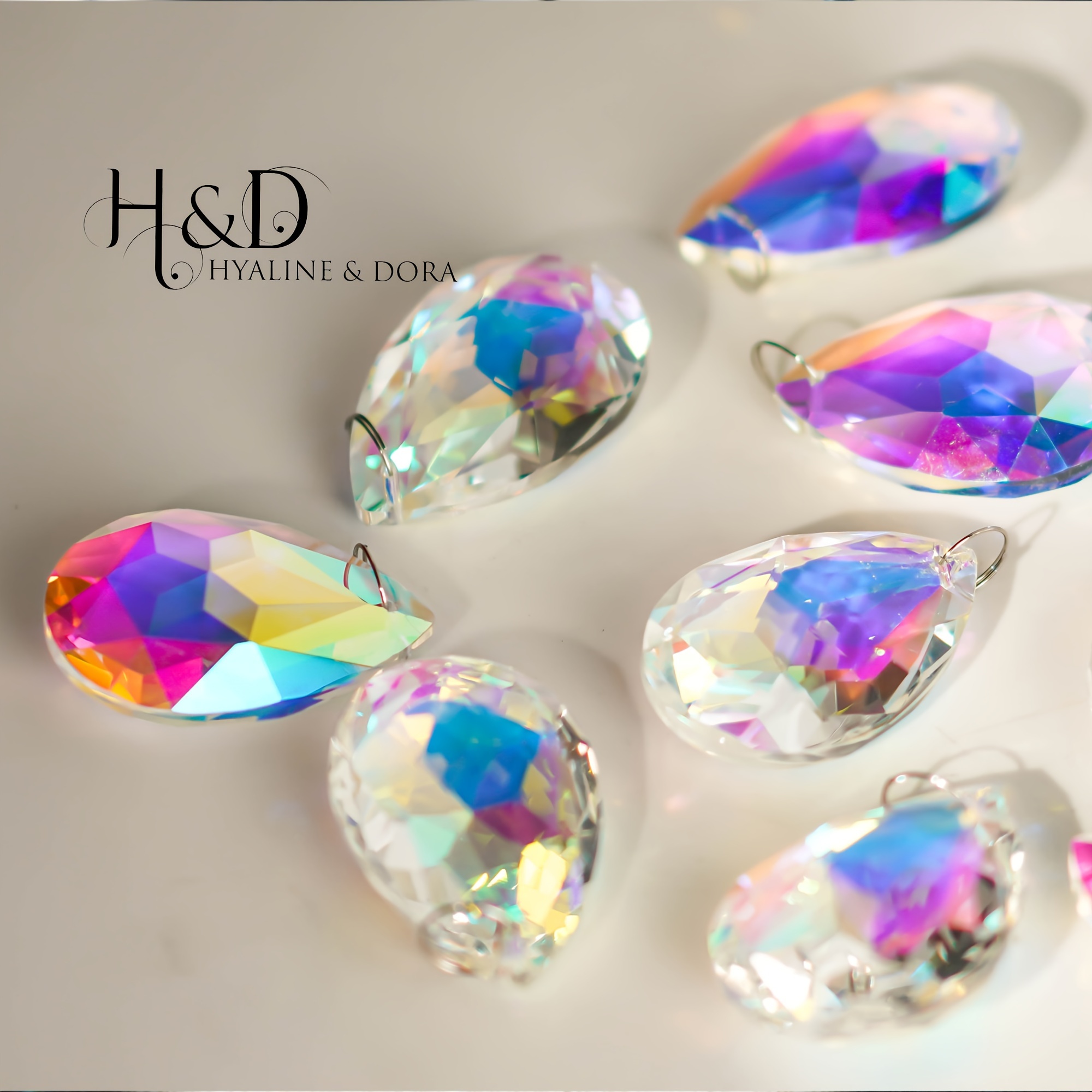 

H&d Hyaline& 12 Pcs Crystal Prisms Chandelier Colorful Bauhinia Prisms Ornament Pendant Parts Rainbow Maker Wedding Party Decoration (50mm)