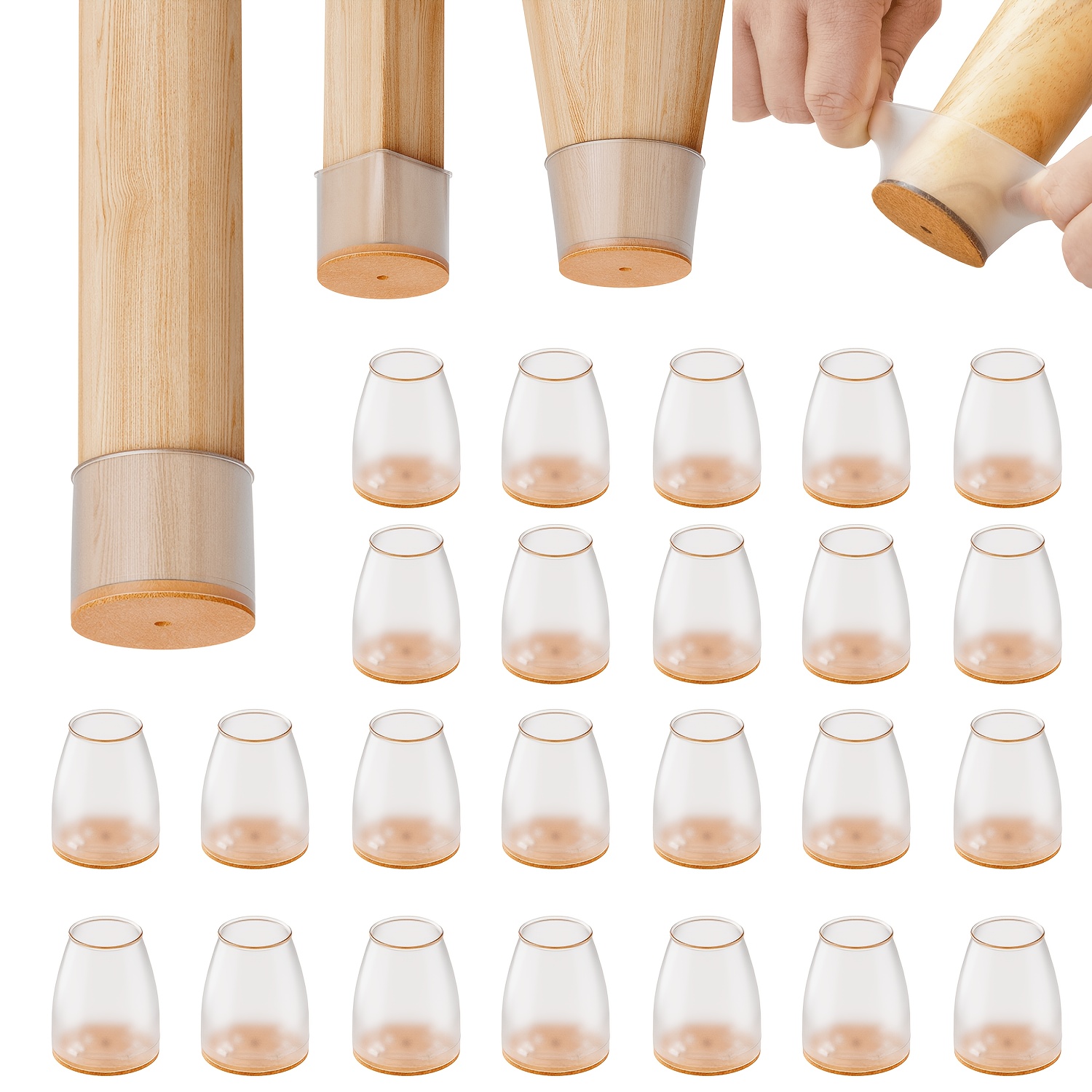 TEMU 24pcs-chair Leg Floor Protector Is Ultra-small, Suitable For All Kinds Of Floors, Silicone Chair Leg Protector, 360° Wrapped Felt Bottom To