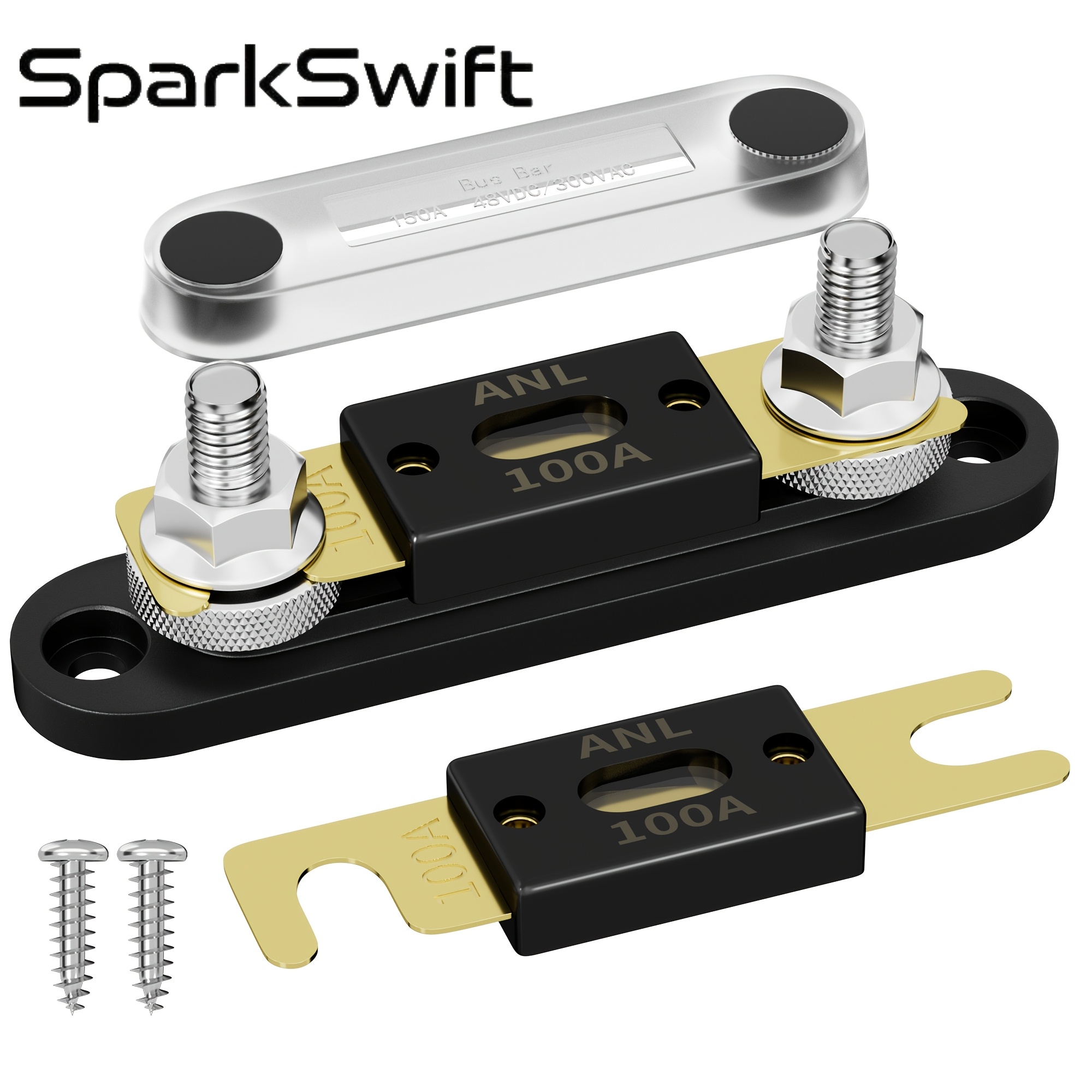 TEMU Anl Fuse Holder With M8 Stud | Heavy-duty Inline Battery/audio Fuse Block With Clear Protective Cover, 100a/150a/200a/250a, Abs Material For Car