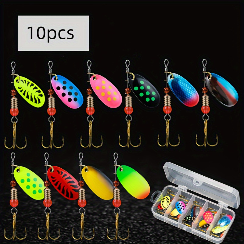 

10pcs/set Bionic Spinner Lure, Artificial Hard Bait With Treble Hook, Outdoor Fishing Tackle