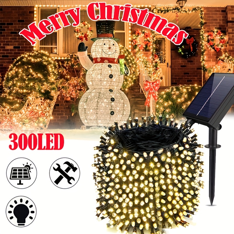 Image of Leclstar, 300/200led Solar String Light, Outdoor Patio Led Fairy Lights, Ip65, 8 Light , Solar Fairy Light, 22meter/32meter, Warm White, Shatterproof, Outside, Pub Party Balcony Decoration