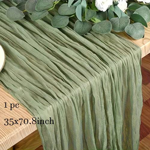 1pc crinkled cheese tablecloth crinkled twist table runner gauze tablecloth boho country decoration wedding reception bridal shower