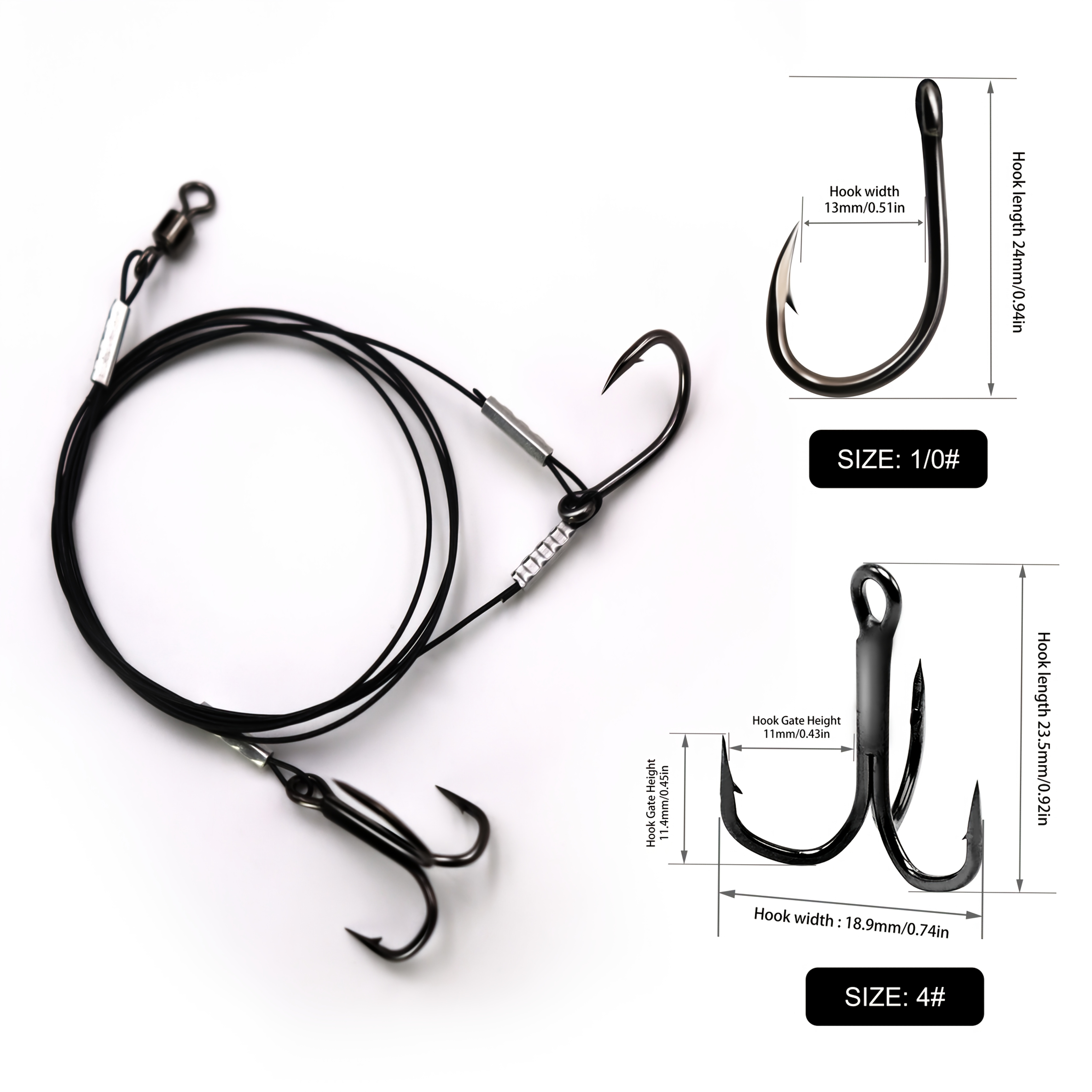 Image of Sea Fishing Live Bait Rigs With 7-strand Steel Wire Thick Single Hooks And Bkk Treble Hooks For Catfish Fishing Rigs