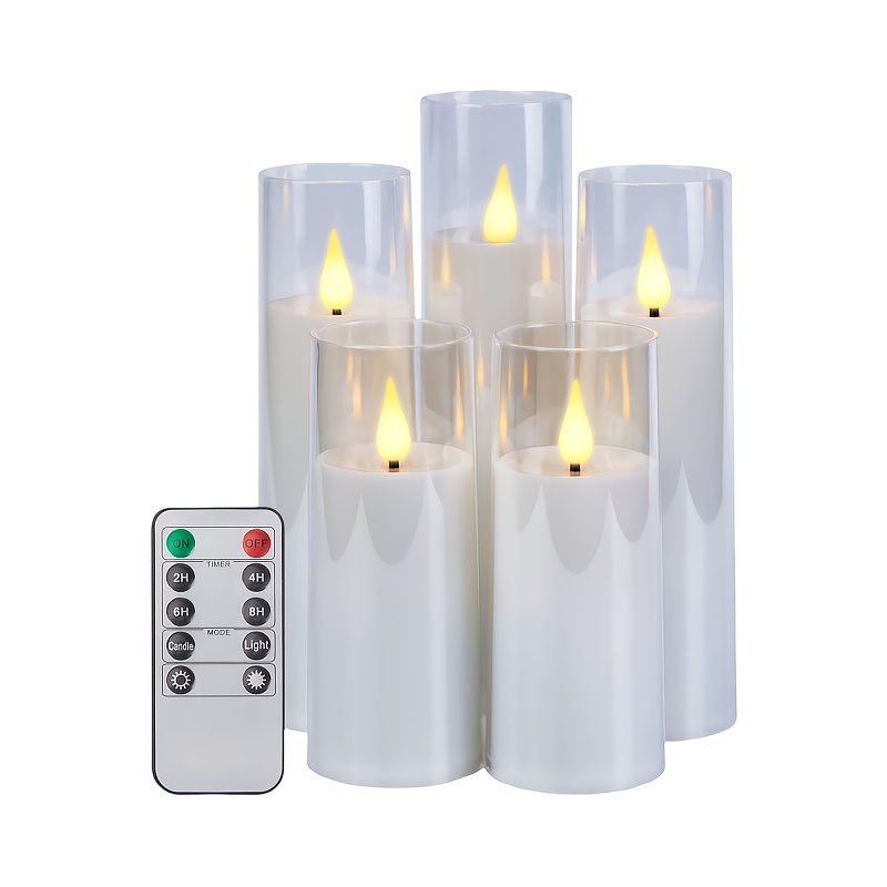 Image of 5-pack Smokeless Led Candles With Remote And Timer, 2/4/6/, Flickering Flame Effect, Suitable For Weddings, Proposals, Christmas, Valentine's Day, Corporate Parties, Safe And Durable, Halloween