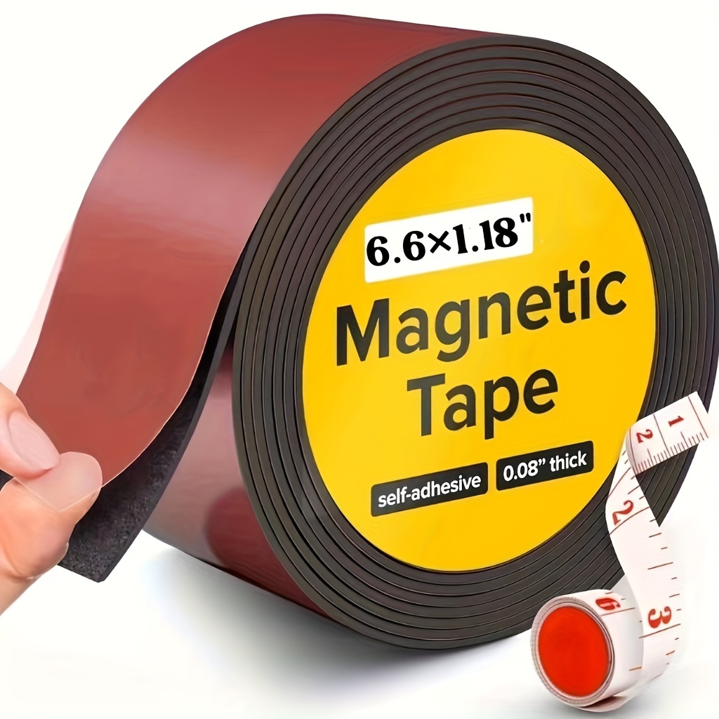 

Magnetic Tape, Magnet Tape Roll (1.18''/0.6''/0.4'' Wide X 3.3/6.6 Ft Long X 1mm/1.5mm/2mm Thick), With Strong Adhesive Backing. Perfect For Handmade, Art Projects, Whiteboards & Fridge Organization