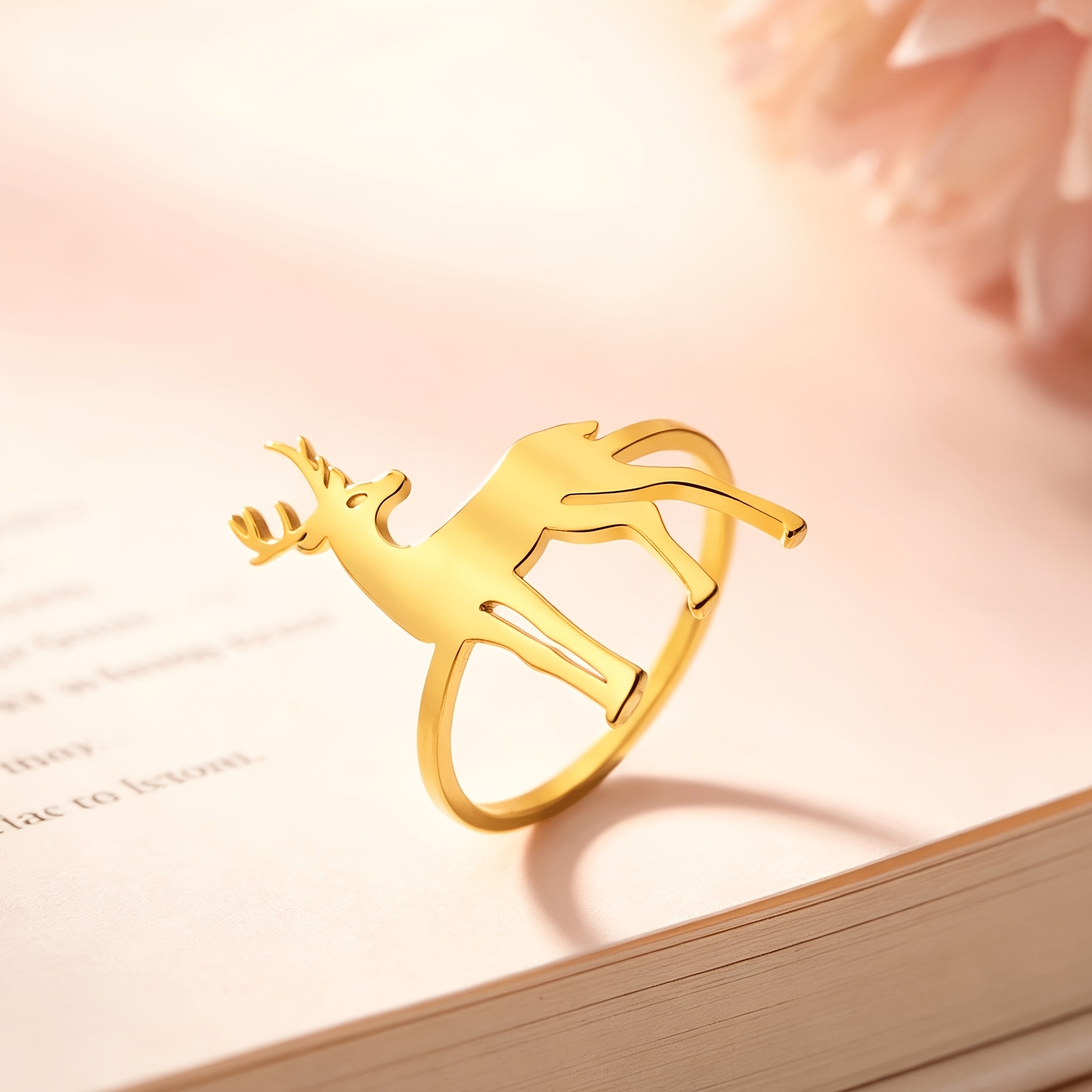 Deer Couple Closed Ring, Cute Design for Everyday Wear