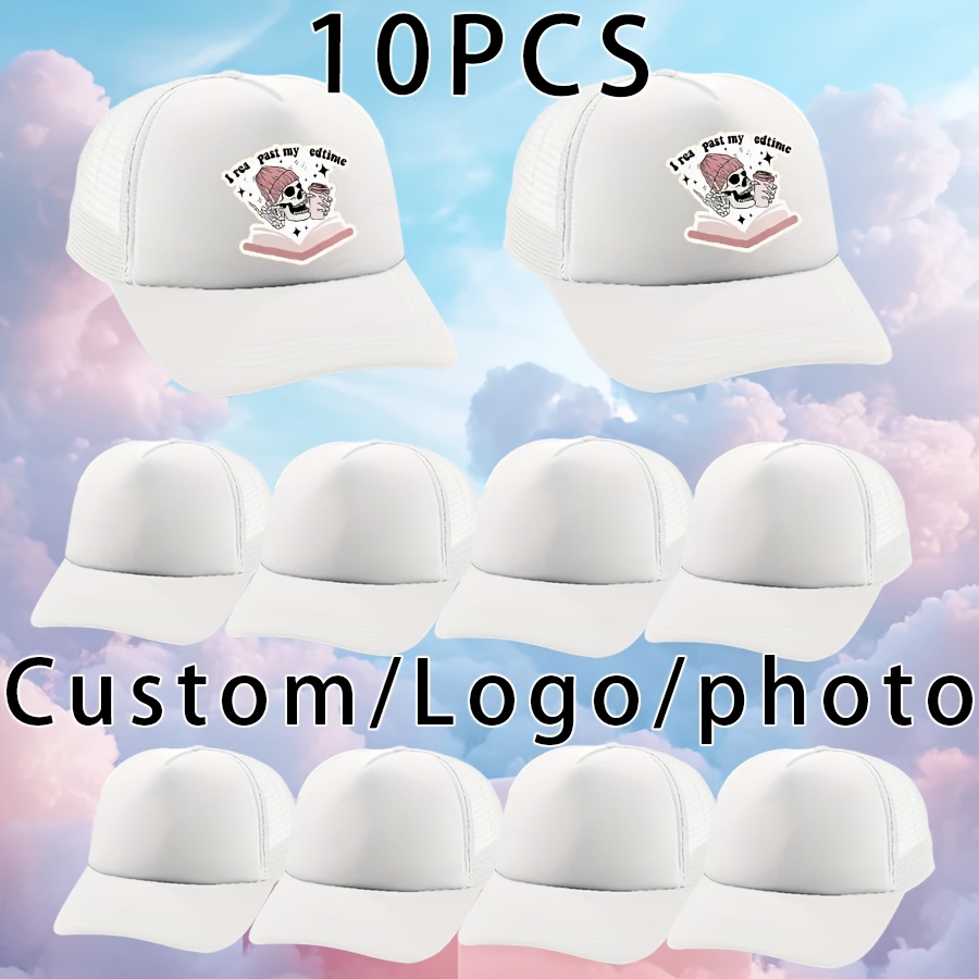 10pcs Custom Baseball Caps, Adjustable Mesh Trucker Hats