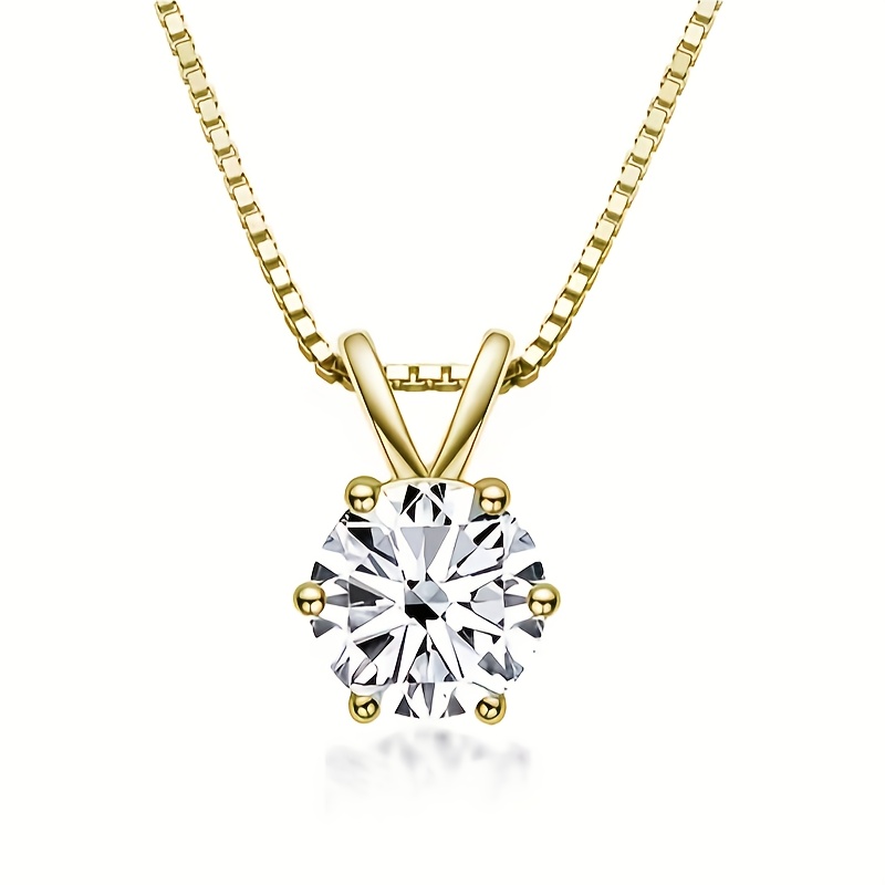 E-shop Eine 1- Farbige Moissanit Anhänger Halskette, Hergestellt aus 925er Sterling Silber, Mit einem Einzelnen Moissanit . Dieser Damen Schmuck ist