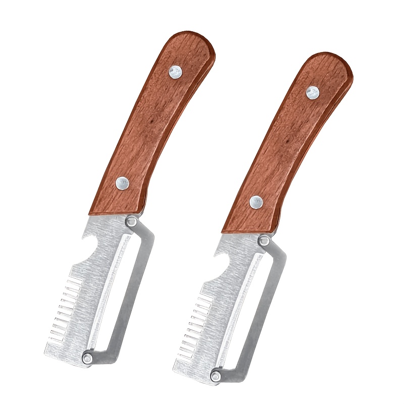 TEMU 2pcs Stainless Steel Peeler And Slicer With Wooden Handle And Thickened Blade Design. Suitable For All Kinds Of Fruits And Vegetables.