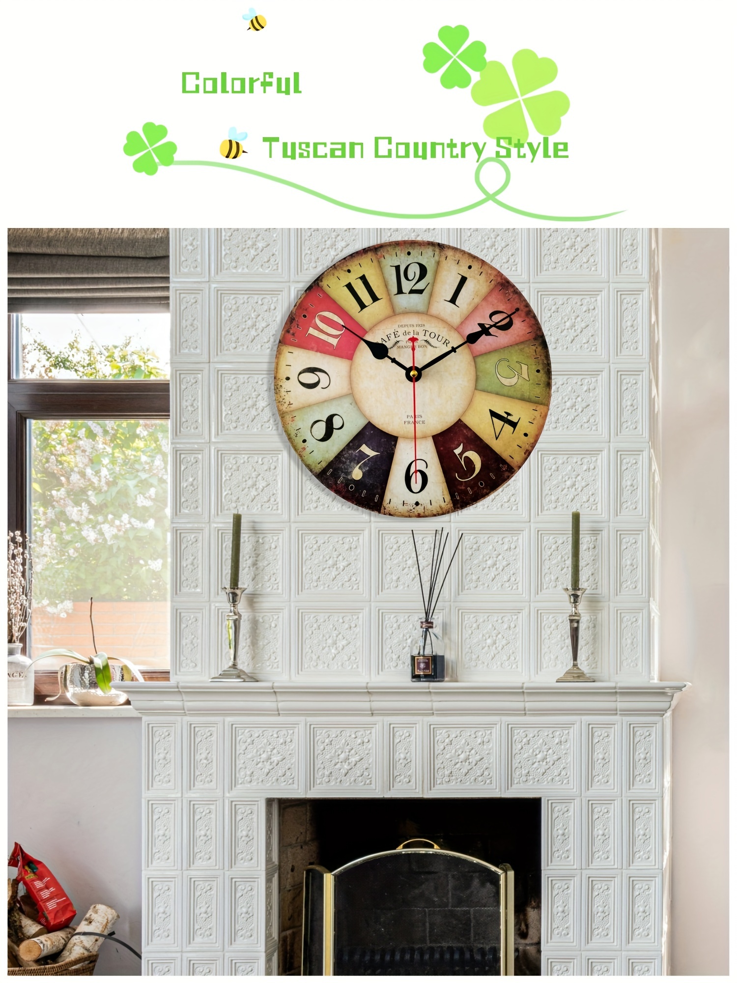 reloj pared cocina relojes madera granja decoración Temu