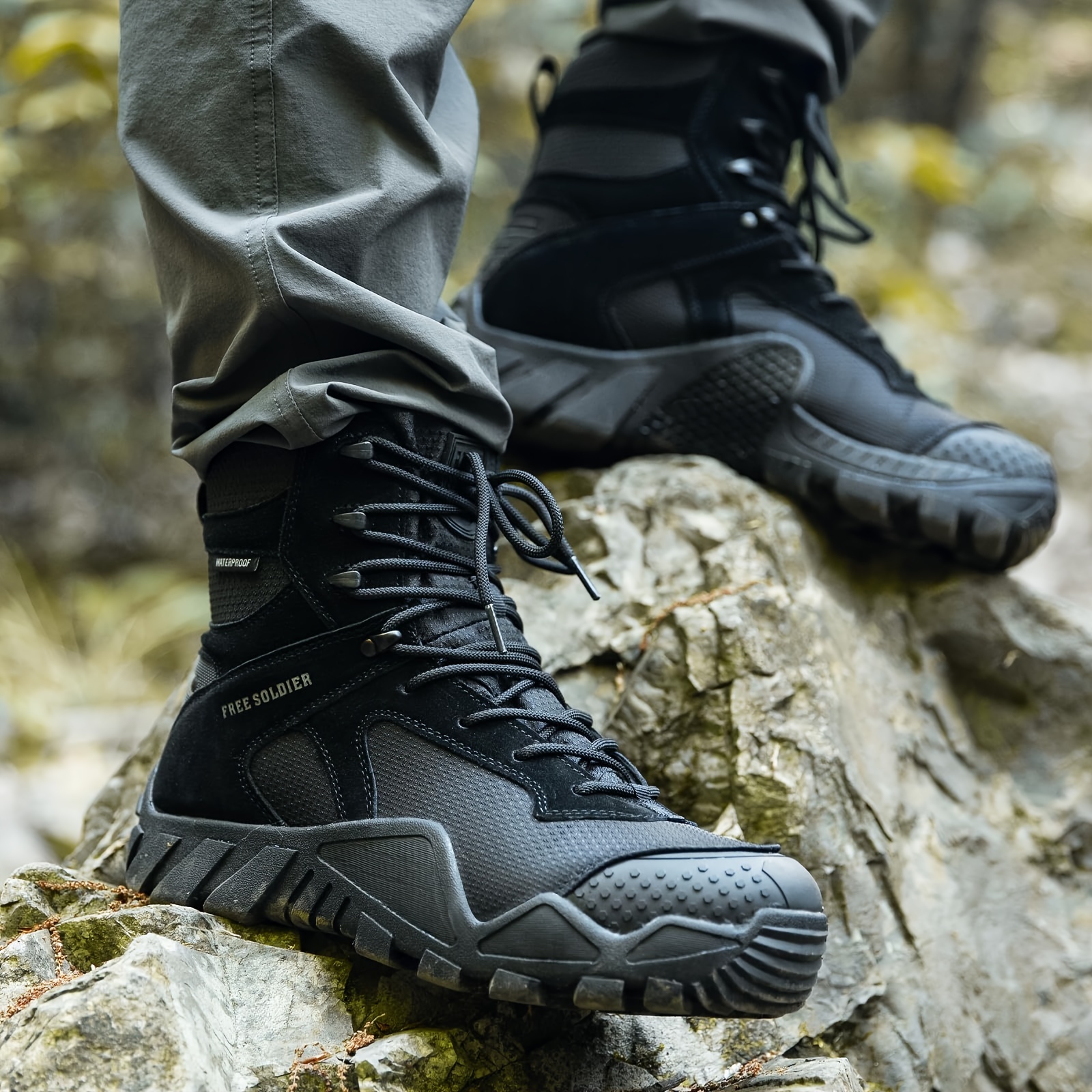 s Waterproof Hiking Boots For Outdoor Slip Resistant And Insulated Work Boots Black