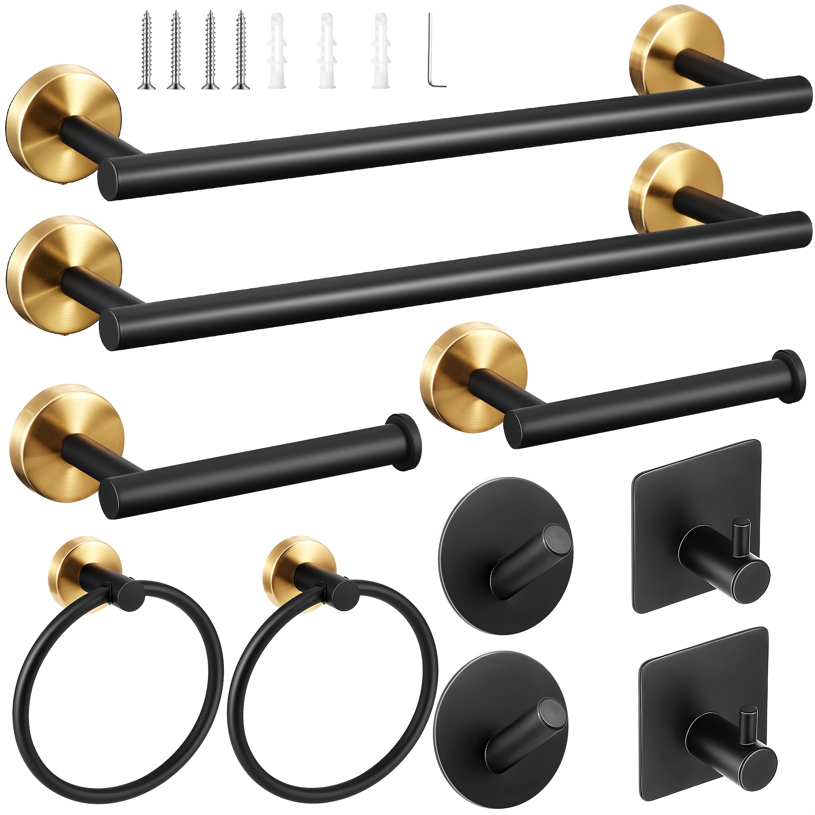 CUNNO 10-Piece SUS304 Stainless Steel Hardware Set - Matte Black & Golden Kit