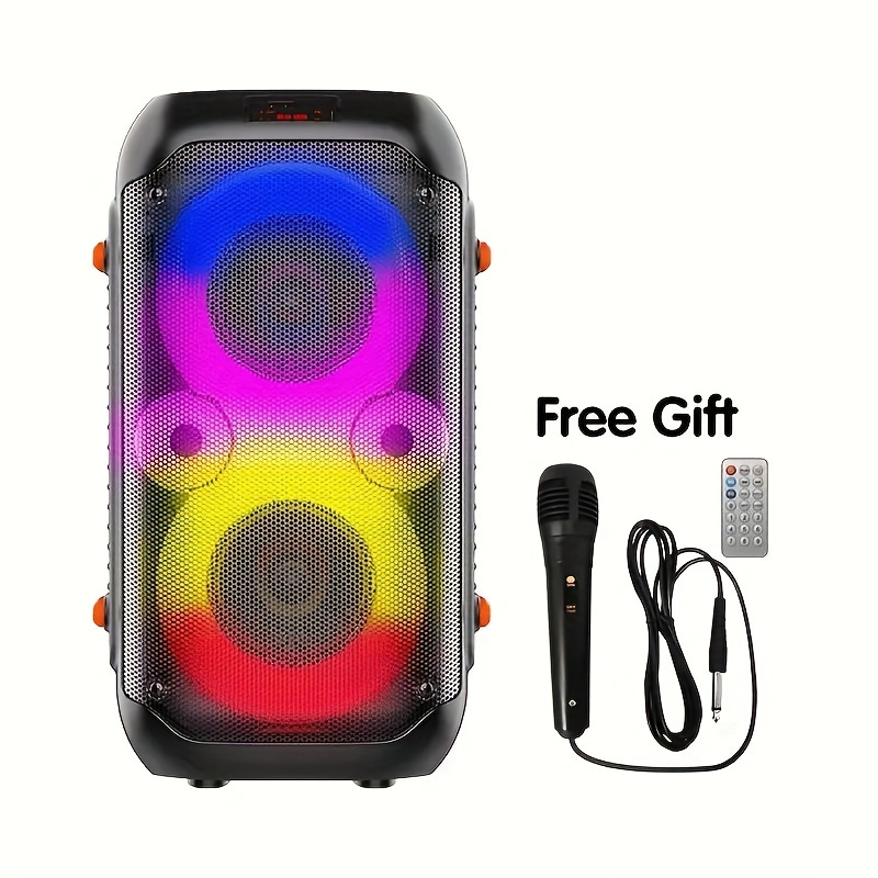 Portable Disco RGB Light Wireless Speaker With Dual Speakers Microphone Subwoofer Suitable For Home And Outdoor Gatherings Supports