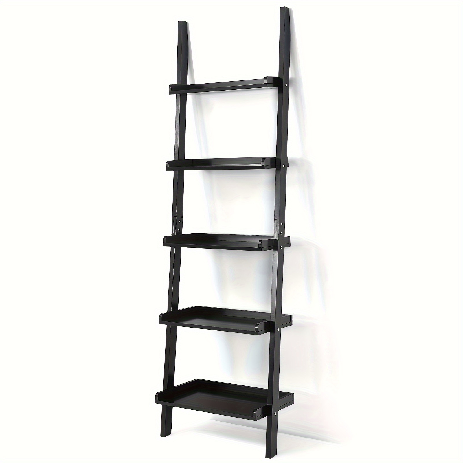

1pc 5-tier Ladder Shelf Plant Stand, Wall-leaning Bookcase, Display Rack In Black, Sustainable Material, Modern Home Decor, 74.5 Inches Tall, 23 Inches Wide