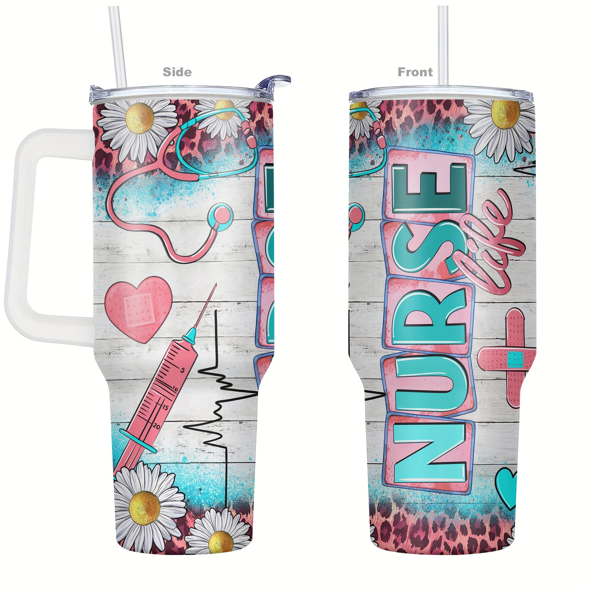 

40oz Stainless Steel Tumbler With Lid - Nurse Humor Design, Vacuum Insulated Water Bottle For All , & Gifts