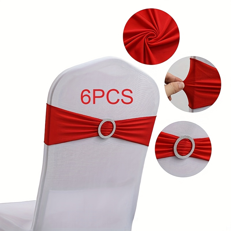 TEMU Ensemble de 6 nœuds élastiques pour chaises / Nœuds extensibles pour décorer les chaises à mariages et banquets / Ne comprend pas les housses de