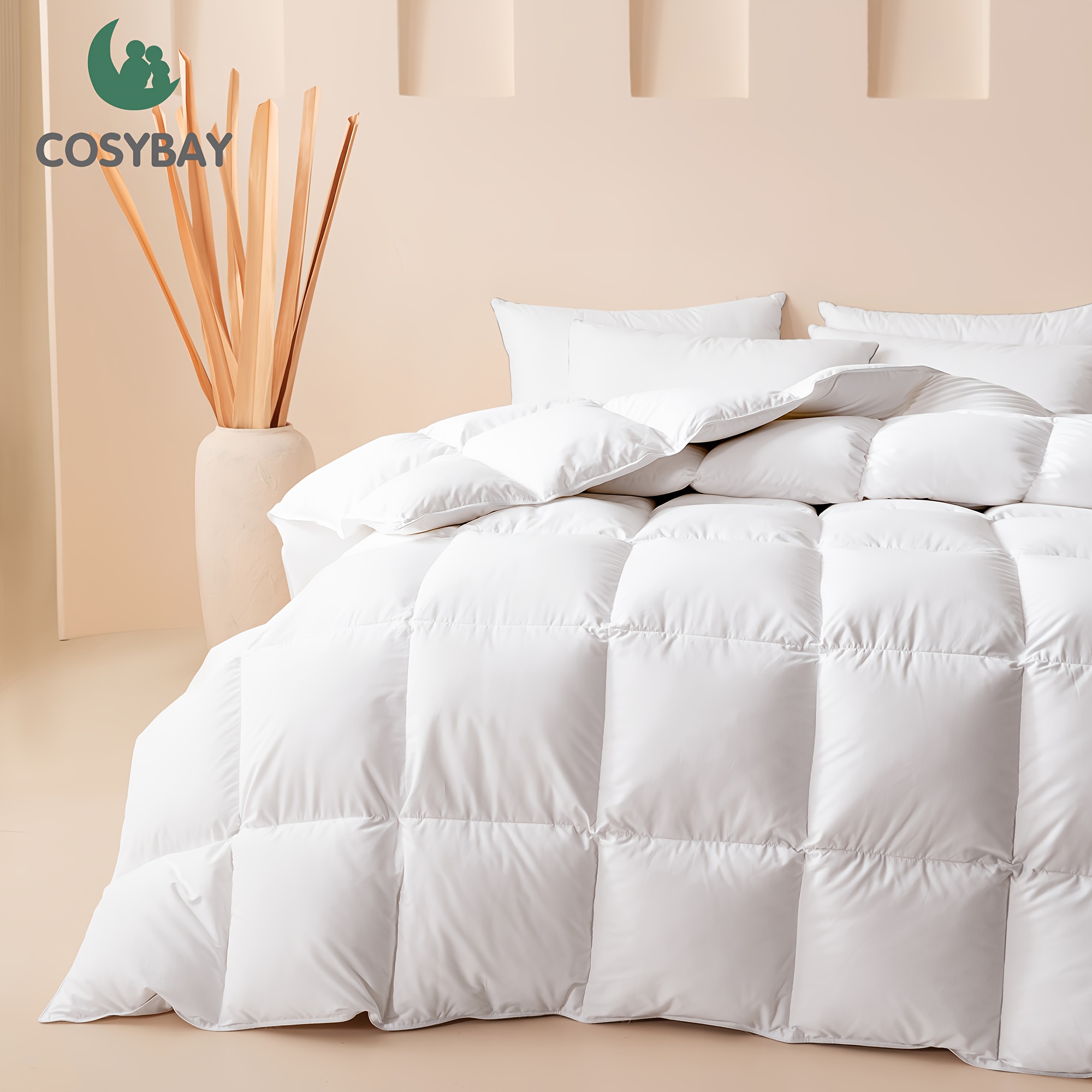 

Cosybay Queen Comforter, Ultra Fluffy Duvet Insert Queen Size, All Season White 100% Cotton Cover Bed Comforter With Corner Tabs, 90"x90