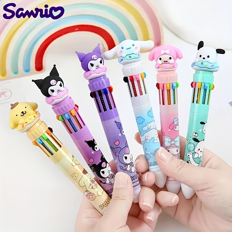 

1pc Cartoon Ballpoint Pen, Kuromi Hello Kitty Cinnamoroll 10-color Pen, School Supplies
