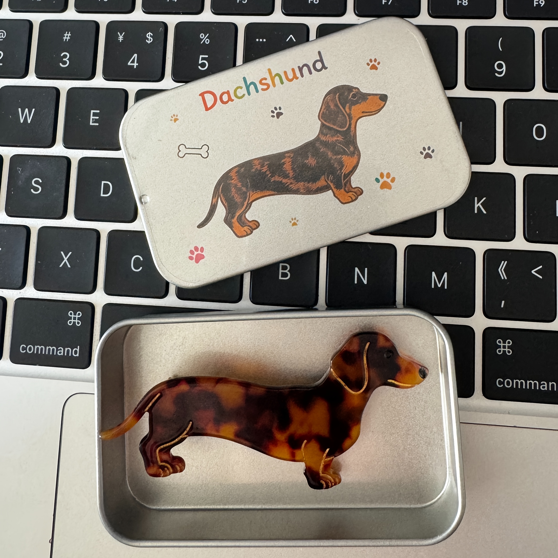 TEMU Dachshund Hair Clip,gift Set With Tin Box Dachshund Storage Box,a Gift For Dog Lovers