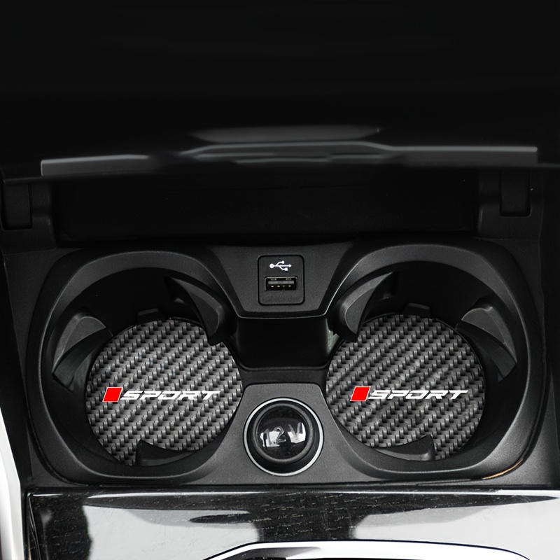 Sporty Style Car Carbon Fiber Leather - Non-slip, Wear-resistant And Easy To Clean, Non-slip Water Cup Insert Pad For Car Coasters, Suitable For , For , For Mercedes-benz, For , For Ford, For , For