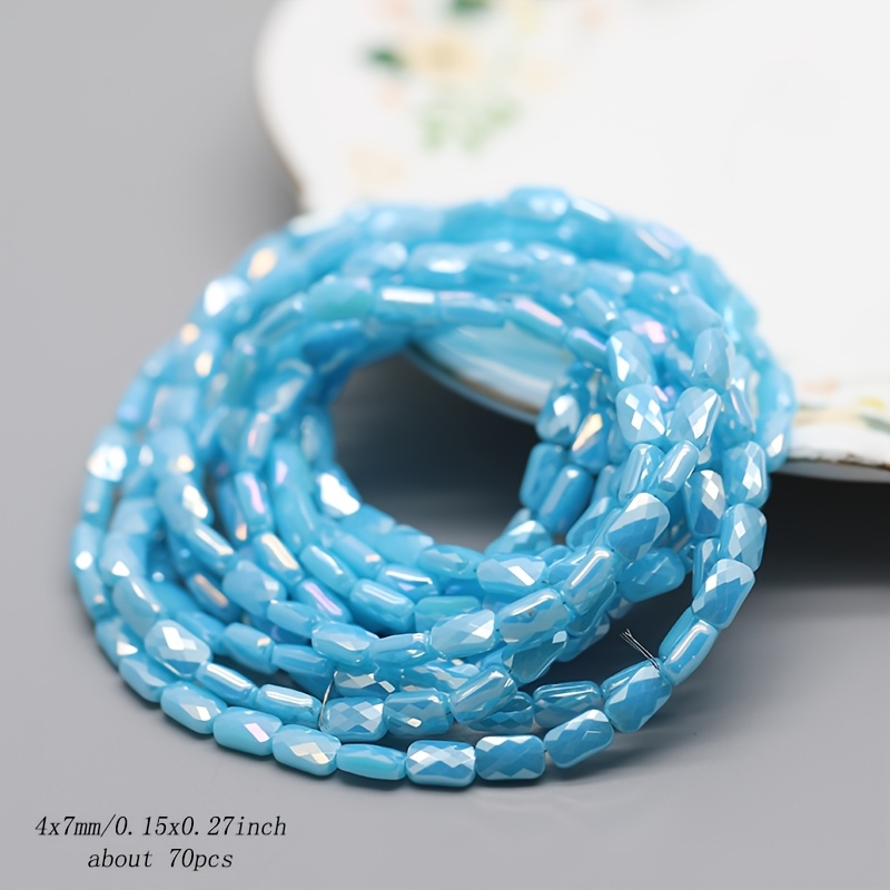 70pcs Mixed-Color 4x7mm Faceted Square Glass Beads