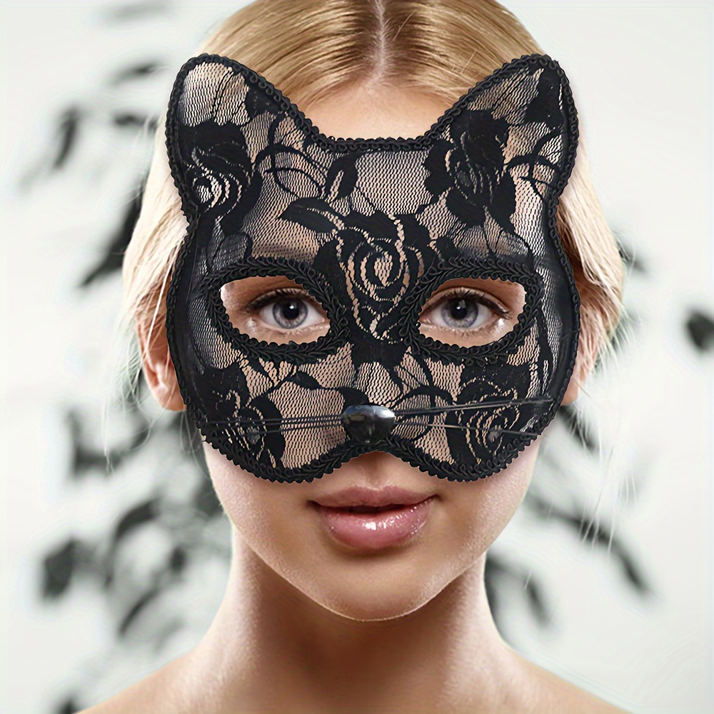 

Lace Cat Mask Half Face Animal Themed Masquerade Costume Accessory For Role Play, Makeup Parties, Christmas Halloween Party Decor, 1 Piece – No Power Needed