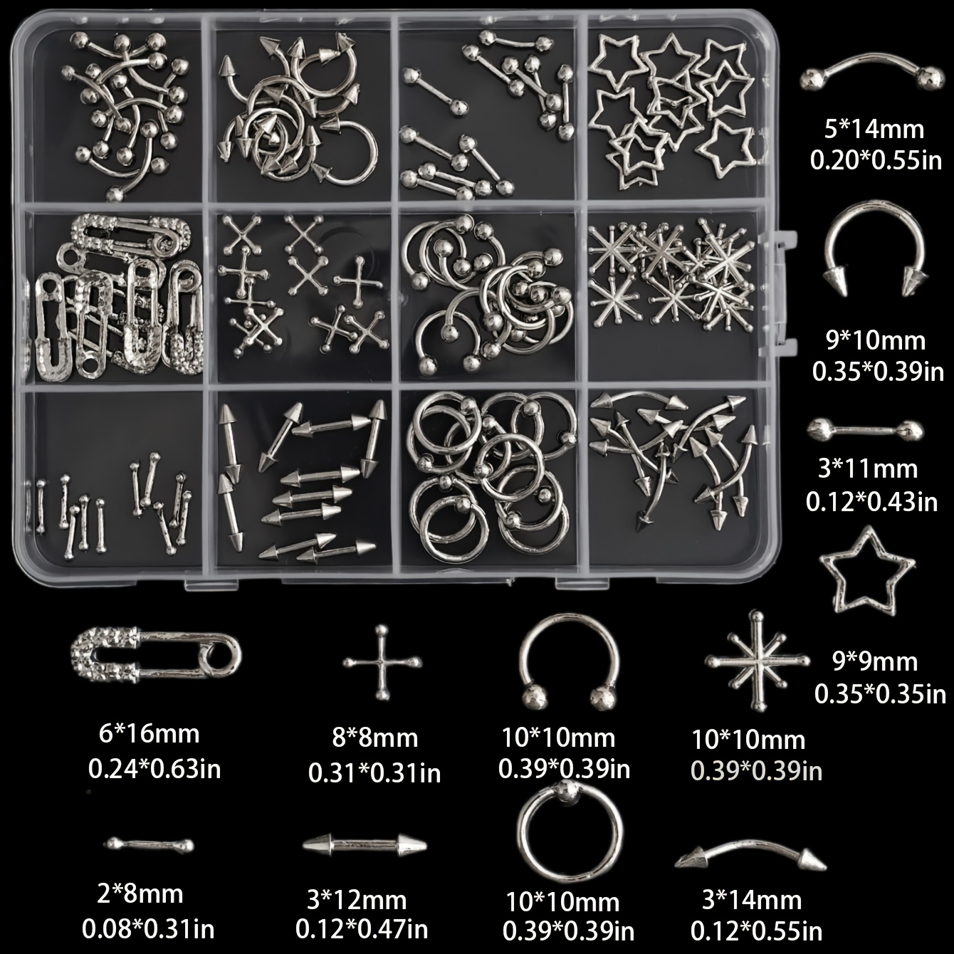 TEMU Punk Y2k Metal Spike Chain For Nail Art Decoration Set - Gothic Style For Nail Additions, For Nail Supplies, For Nail Jewelry, For Nail