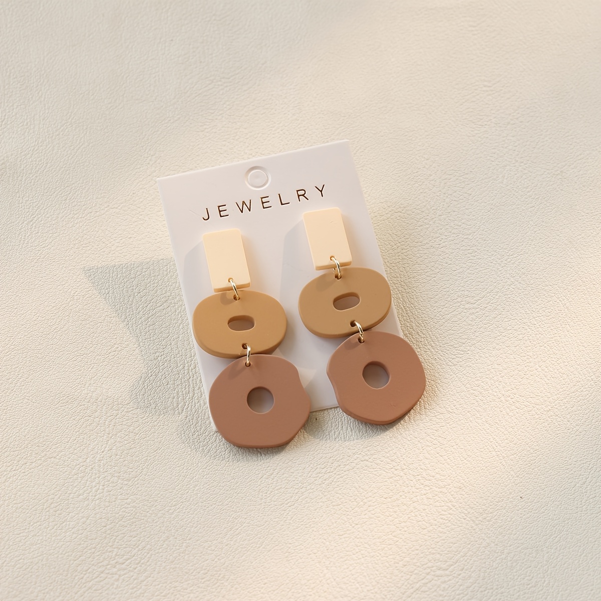 Women's Bohemian Brown Acrylic Long Dangle Earrings, Irregular Circle Pendant