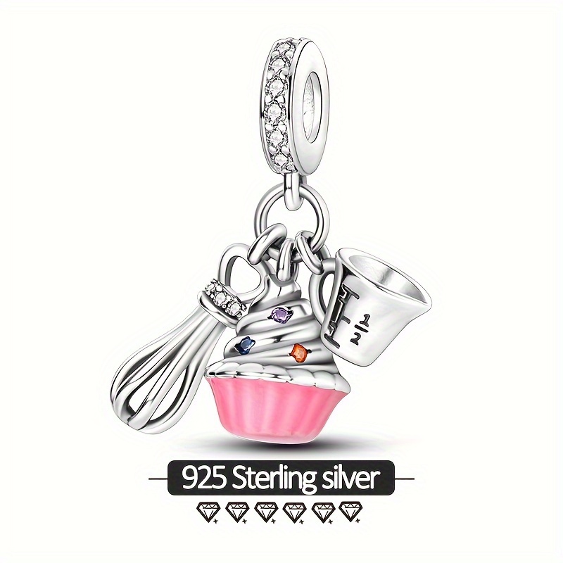 

Unique Design 925 Silver Low Allergy High Quality Pink Cake Pendant String Decoration Suitable For Original Brand Bracelet Ladies Jewelry Gift 4 Grams