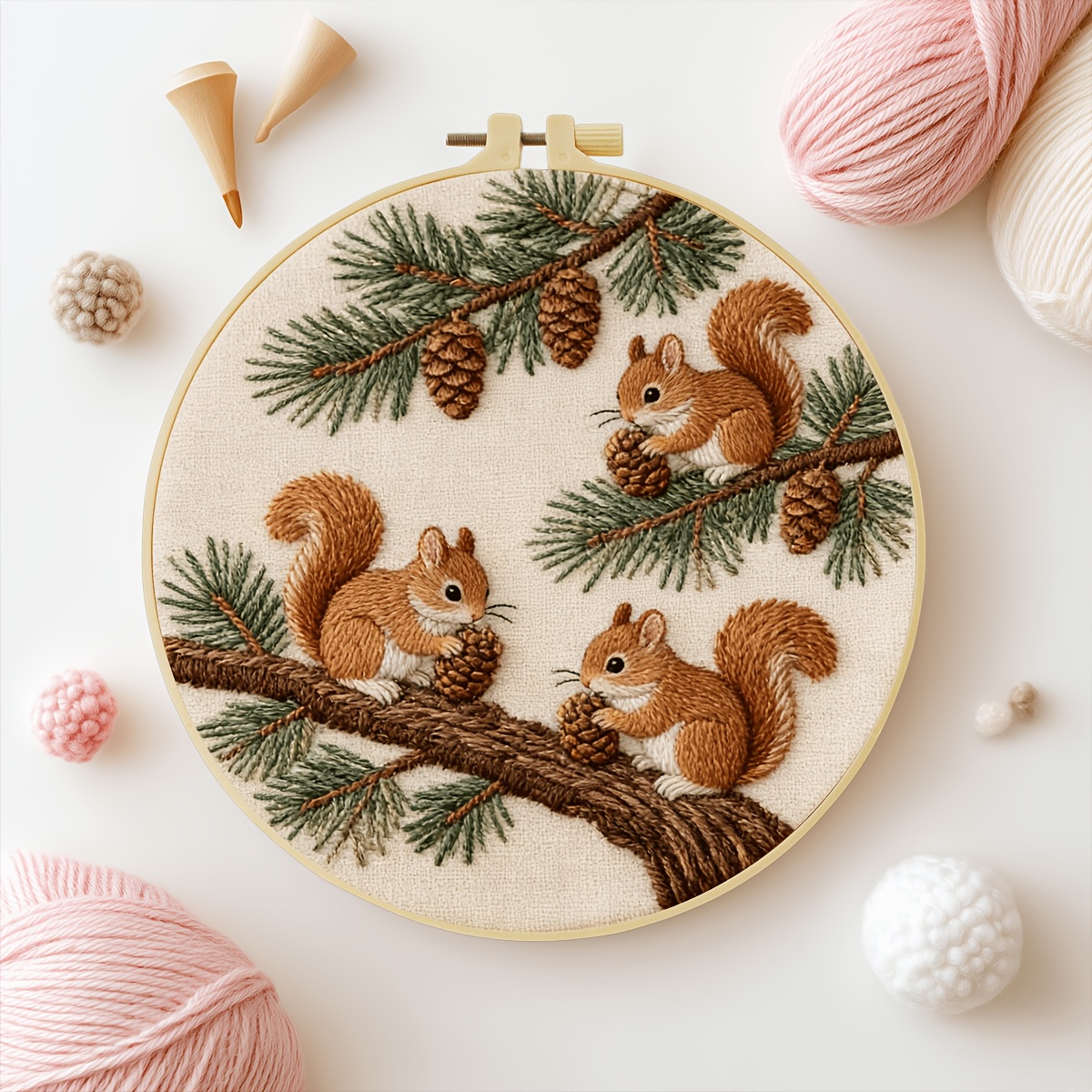 TEMU Zuoanlf Embroidery Kit, 20x20cm/7.9x7.9 Inches, 3 , Handcraft Embroidery Kit, Suitable For Adult Beginners, Includes Manual, Hoop And Needle,