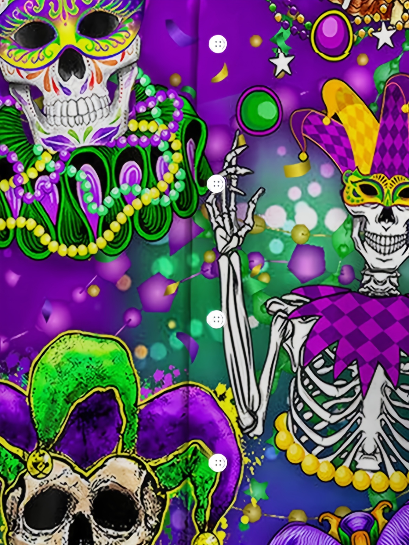 Mardi Gras Shirts for Men, Mardi Gras Clothes for Men, Men's Plus Size Mardi Gras Mask Print Button-Up Shirt - Vibrant, Mens Mardi Gras Shirts, Short, image size:800x1066