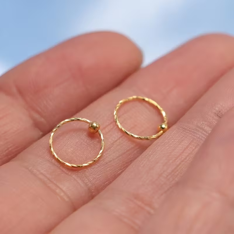 E-shop 2 Stück 316L Edelstahl Gedrehter Nasenring - Ohrloch Helix Knorpel Tragus Ohrring Körper Schmuck 8MM - Geeignet für Männer und Frauen Tägliches