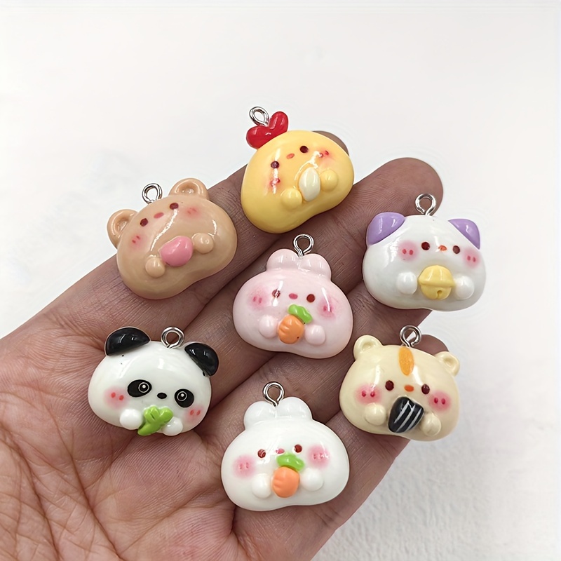 

10pcs Kawaii Animal Charms Set, Cute Resin Pendants For Diy Jewelry, Assorted Fashion Handmade Bear, Cat, Panda, Rabbit, Chicken Charms For Earrings, Keychains, Bracelets