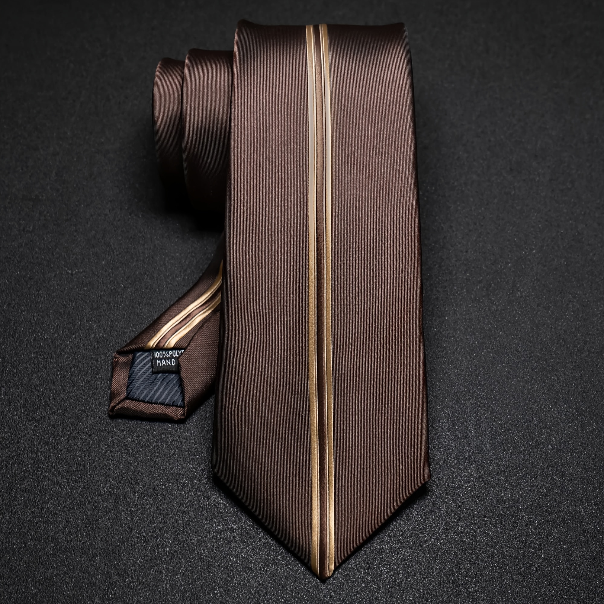 TEMU 1pc Men's Striped Satin Formal Necktie, Luxury Glossy Smooth Business Tie, Gentleman Suit Accessory For Party