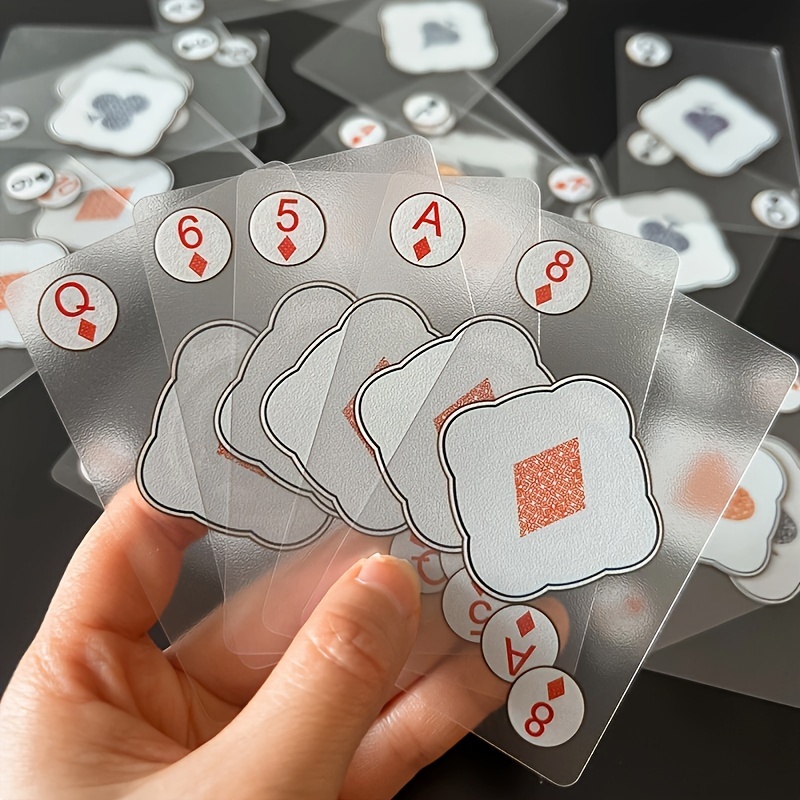 TEMU Waterproof Transparent Plastic Playing Cards - 2-deck Set, Design For Adults, Pvc Material, Board Game And Games, Suitable For 14+