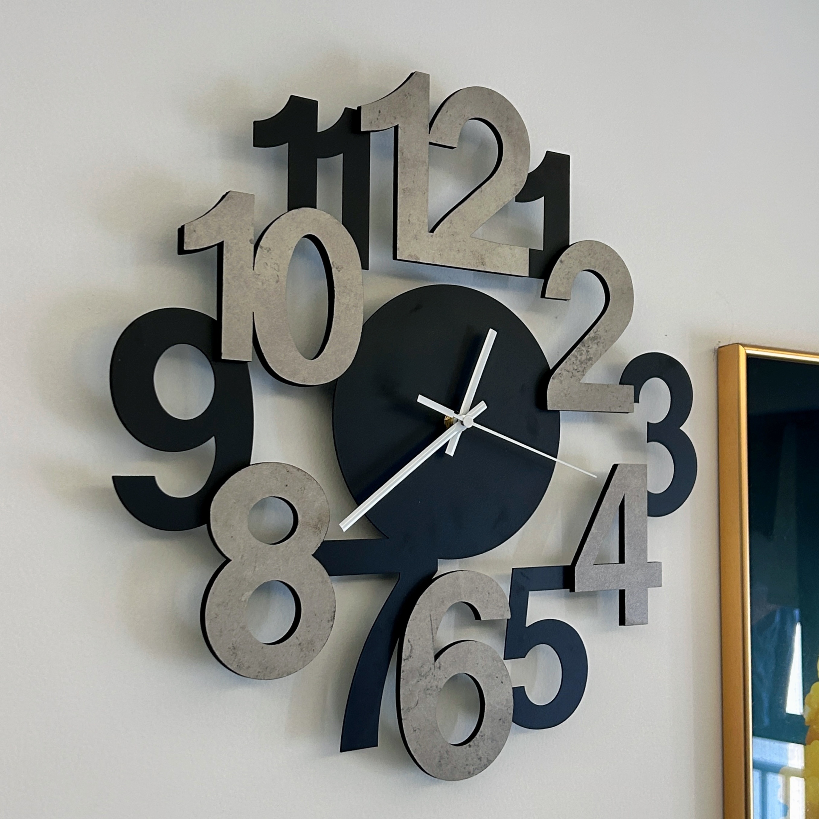 Asymmetrical Digital Silhouette Metal Wall Clock 13 Asymmetrical Digital Silhouette Wall Clock