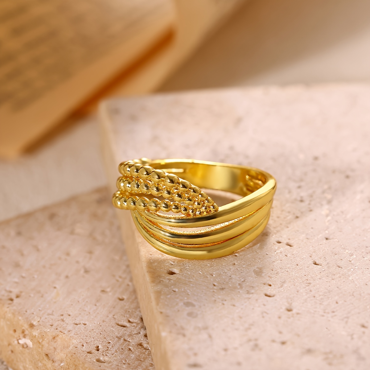 Women's Multi-Layered Interwoven Punk Style Wide-Faced Ring