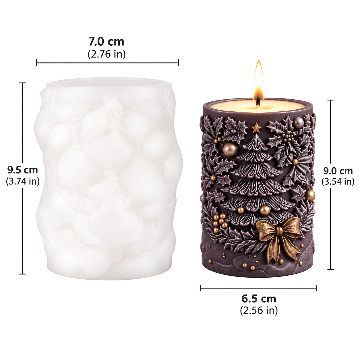 TEMU Christmas Tree & Cylindrical Candle Silicone Molds Compatible For Resin/wax Suitable For Diy Craft, Non- Holiday Table Decorations, Scented